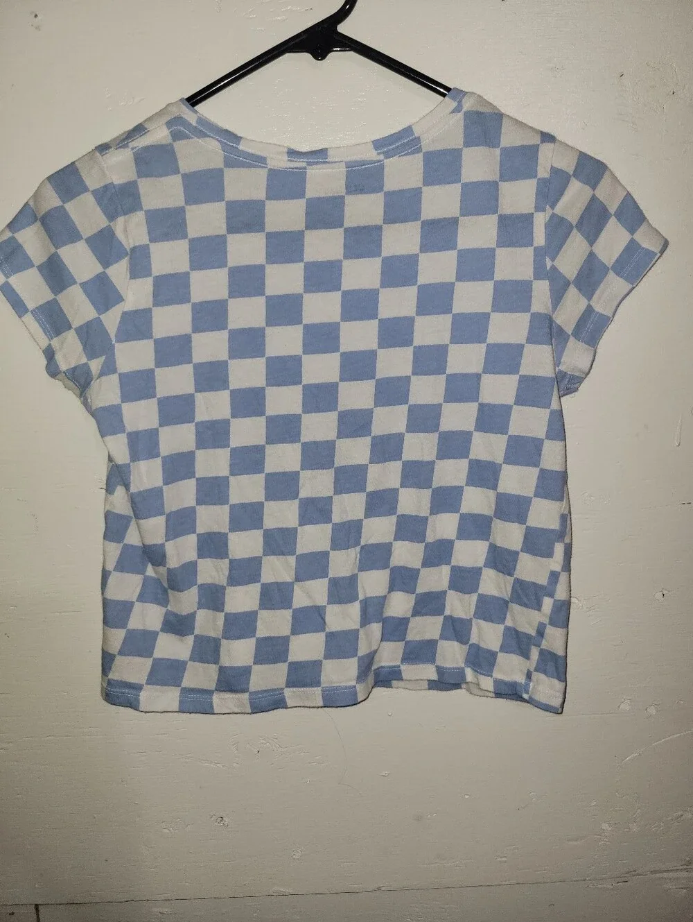 Old Navy Light Blue & White Check Crewneck Tee AA35